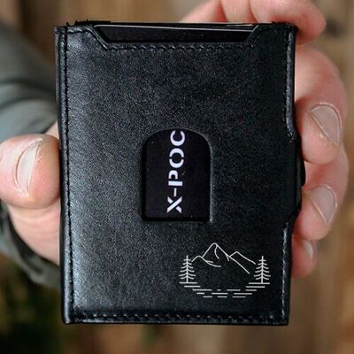 X-POC Kartenetui aus echten Leder "Berg, Wald & See"