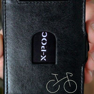 Porta carte di credito X-POC in vera pelle "bicicletta"