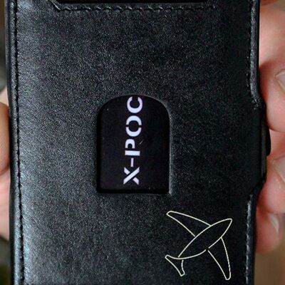 Porta carte di credito X-POC in vera pelle "Aereo"