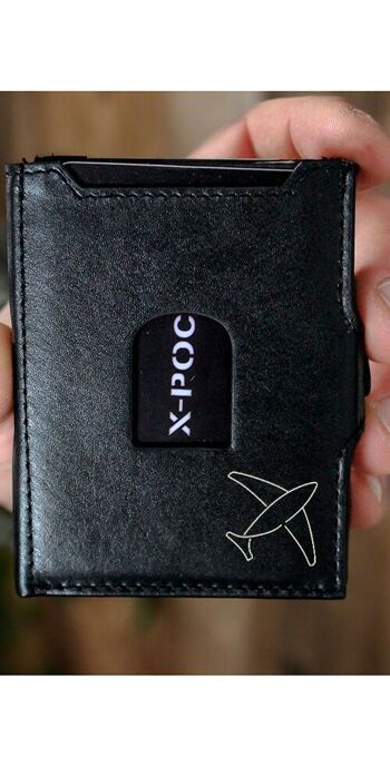 Porte-cartes de crédit X-POC en cuir véritable "Avion" 1
