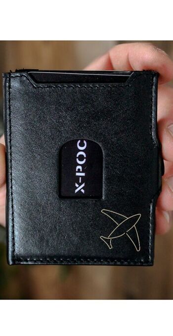 Porte-cartes de crédit X-POC en cuir véritable "Avion" 2