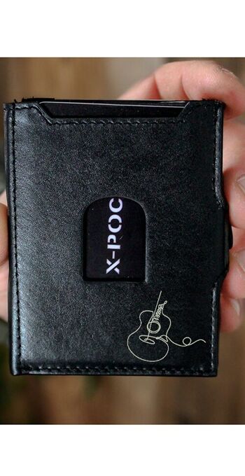 Porte-cartes X-POC en cuir véritable "Guitare" 1