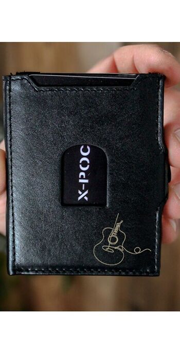 Porte-cartes X-POC en cuir véritable "Guitare" 2