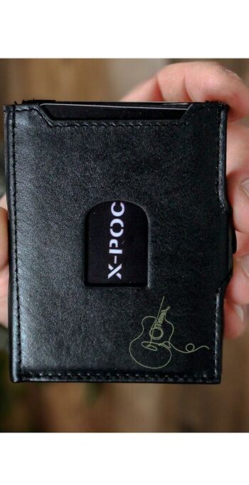 Porte-cartes X-POC en cuir véritable "Guitare" 5