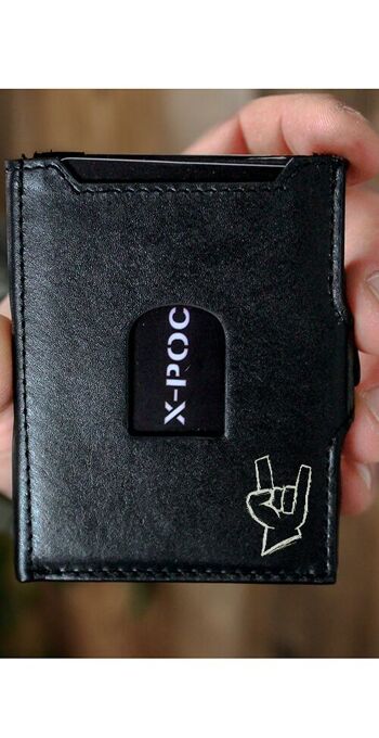 Porte-cartes X-POC en cuir véritable "Hand" 1