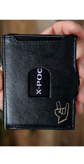 Porte-cartes X-POC en cuir véritable "Hand" 2