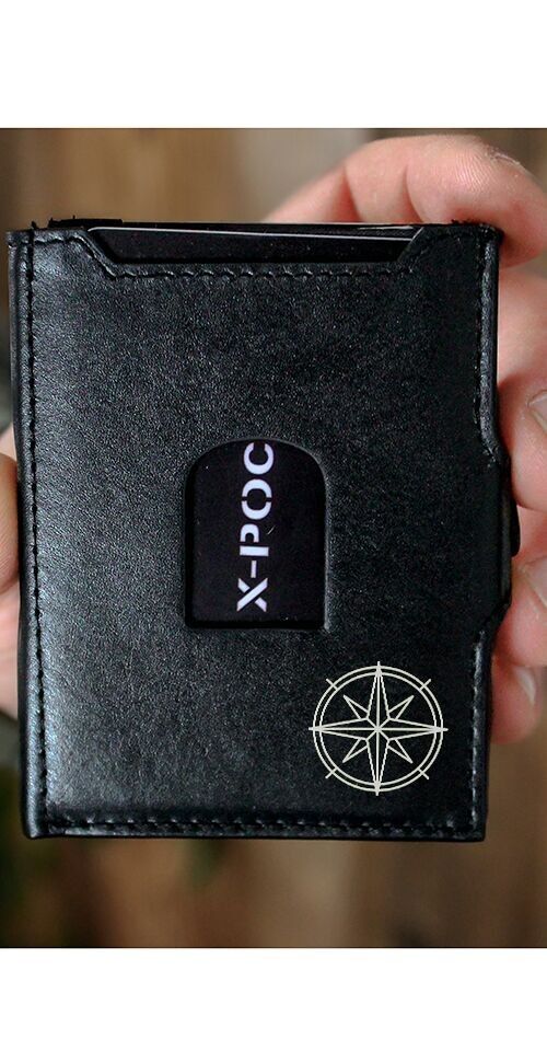 X-POC Kreditkartenetui echtes Leder  "Kompass"
