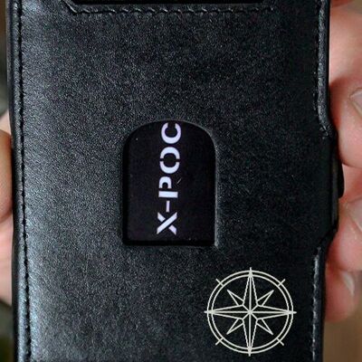 Porta carte di credito X-POC in vera pelle "Compass"