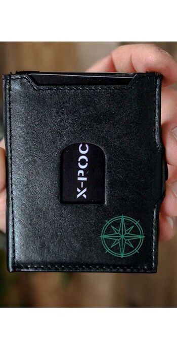 Porte-carte de crédit X-POC en cuir véritable "Compass" 4