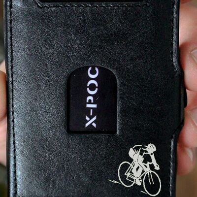 Porta carte di credito X-POC in vera pelle "Ciclista da corsa"