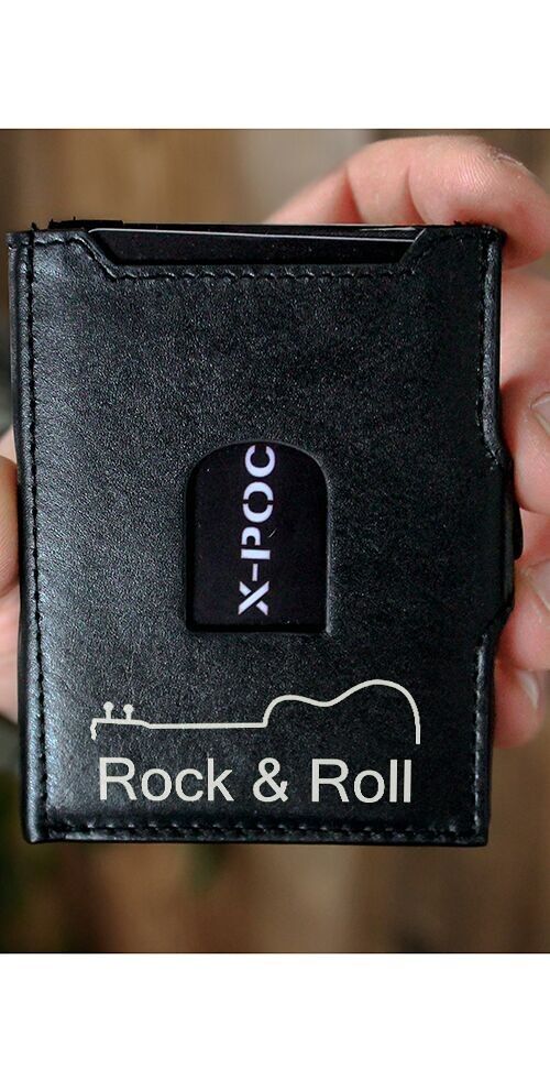 X-POC Kreditkartenhülle, Slim Wallet aus echten Leder "Rock & Roll Groß"