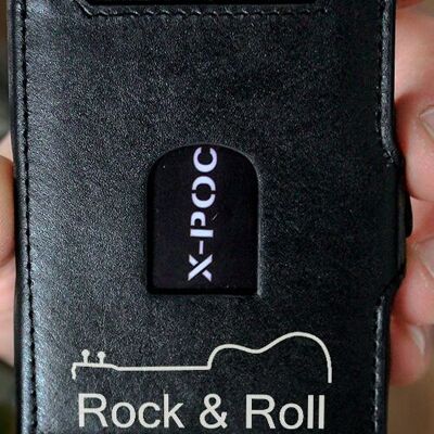 Porta carte di credito X-POC, portafoglio sottile in vera pelle "Rock & Roll Large"