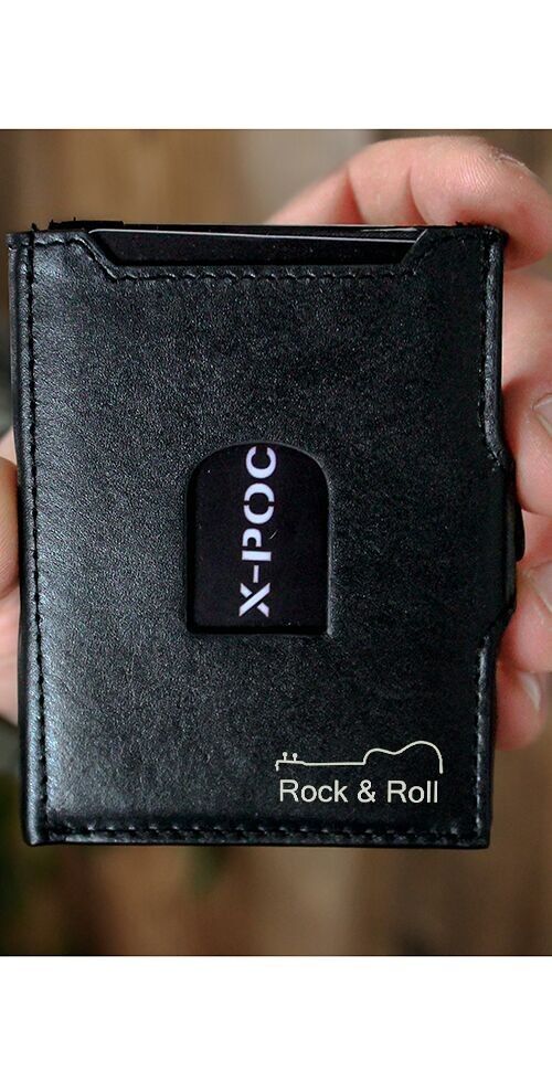 X-POC Kreditkartenetui aus echten Leder "Rock & Roll"