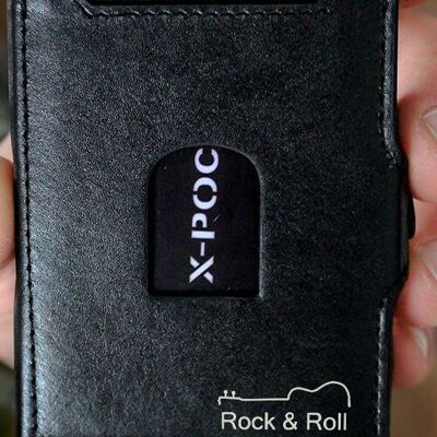 Porte-cartes de crédit X-POC en cuir véritable "Rock & Roll"