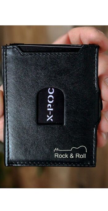 Porte-cartes de crédit X-POC en cuir véritable "Rock & Roll" 1