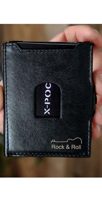 Porte-cartes de crédit X-POC en cuir véritable "Rock & Roll" 9