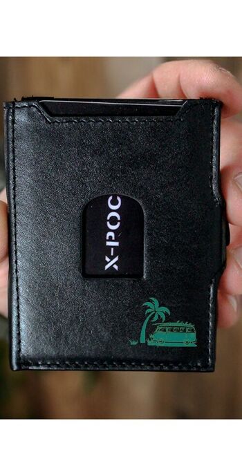 Étui pour cartes de crédit X-POC en cuir véritable "Van + Palme" 4