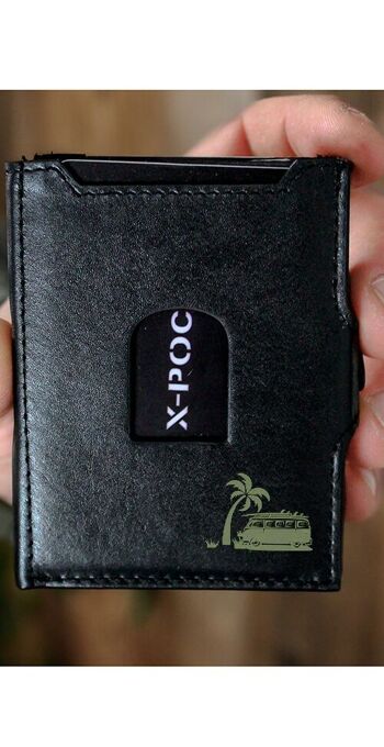 Étui pour cartes de crédit X-POC en cuir véritable "Van + Palme" 5
