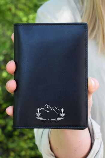 Etui passeport cuir véritable "Montagnes-Forêt-Eau Milieu" 4