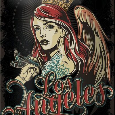 Tin sign Pinup 12x18cm Tattoo Los Angeles black decoration