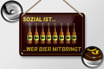 Signe en étain alcool 18x12cm, décoration sociale est celui qui apporte de la bière 2