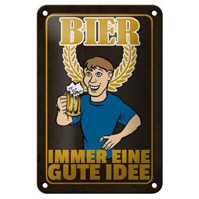 Plaque en tôle alcool rétro 12x18cm bière toujours une bonne idée décoration