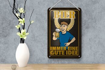 Plaque en tôle alcool rétro 12x18cm bière toujours une bonne idée décoration 4