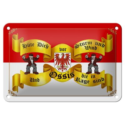 Blechschild Spruch 18x12cm hüte dich vor Sturm Wind Ossis Brandenburg Dekoration