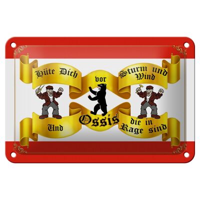 Cartel de chapa 18x12cm cuidado con Ossis en Berlín decoración