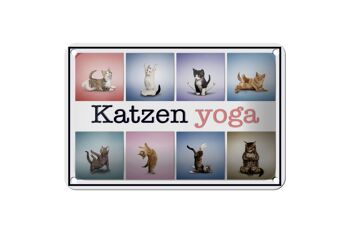Plaque en tôle chat 18x12cm chats yoga décoration colorée 1