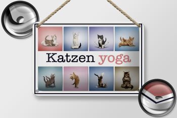 Plaque en tôle chat 18x12cm chats yoga décoration colorée 2