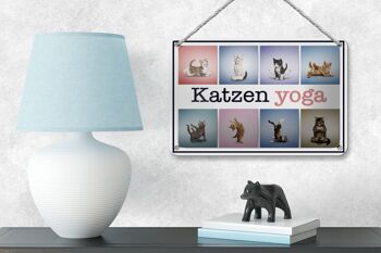 Plaque en tôle chat 18x12cm chats yoga décoration colorée 4
