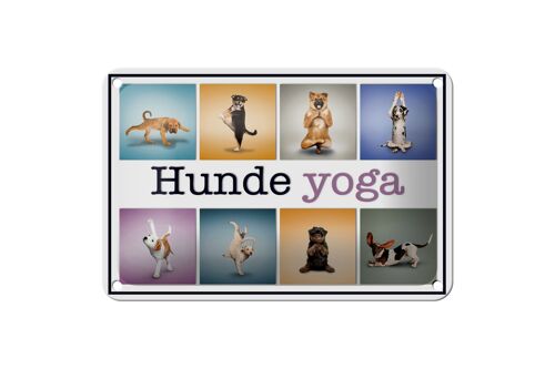 Blechschild 18x12cm Hunde Yoga bunte Dekoration