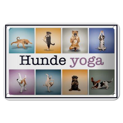 Blechschild 18x12cm Hunde Yoga bunte Dekoration