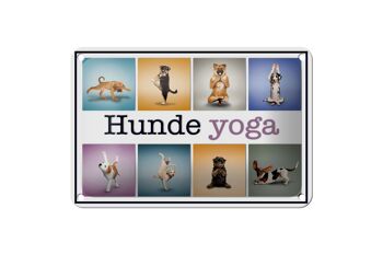 Plaque en tôle 18x12cm chiens yoga décoration colorée 1