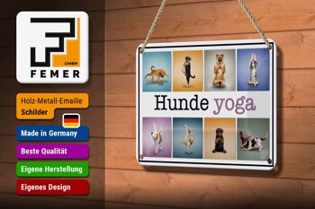 Plaque en tôle 18x12cm chiens yoga décoration colorée 3