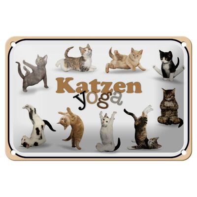 Blechschild Katze 18x12cm Katzen Yoga Wanddeko Dekoration