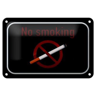 Blechschild Hinweis 18x12cm No smoking Rauchverbot schwarzes Schild