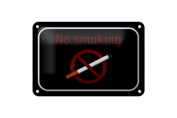 Avis de signe en étain 18x12cm panneau noir interdit de fumer 1