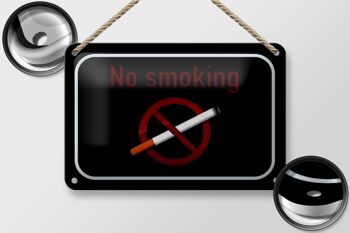 Avis de signe en étain 18x12cm panneau noir interdit de fumer 2