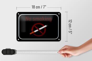 Avis de signe en étain 18x12cm panneau noir interdit de fumer 5