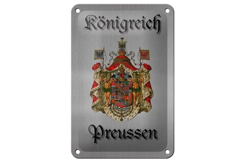 Blechschild Spruch 12x18cm Königreich Preussen Wappen graues Schild