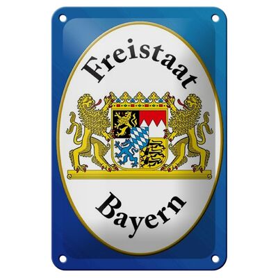 Blechschild Spruch 12x18cm Freistaat Bayern Wappen blaues Schild