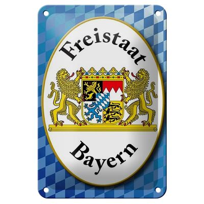 Cartel de chapa con decoración del escudo de armas del Estado Libre de Baviera, 12x18 cm