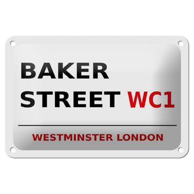 Metal sign London 18x12cm Street Baker street WC1 white sign