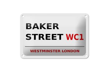 Panneau en étain Londres 18x12cm Street Baker street WC1 panneau blanc 1