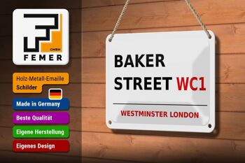 Panneau en étain Londres 18x12cm Street Baker street WC1 panneau blanc 3