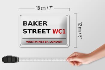 Panneau en étain Londres 18x12cm Street Baker street WC1 panneau blanc 5