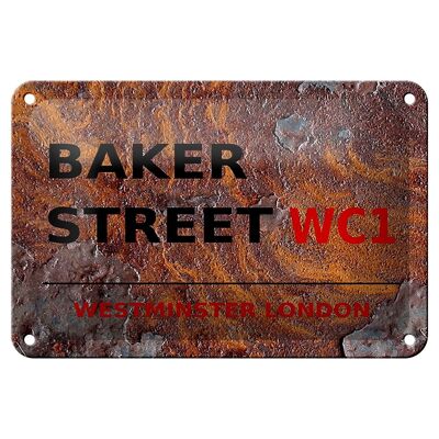 Cartel de chapa Londres 18x12cm Street Baker street WC1 decoración