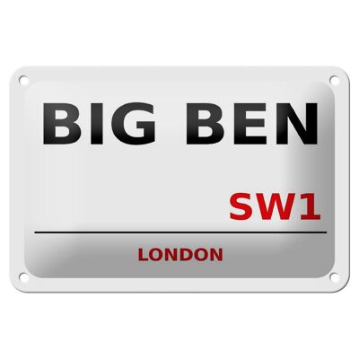 Targa in metallo Londra 18x12 cm Street Big Ben SW1 cartello bianco